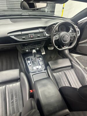 Cleaned steering wheel and detailed dashboard console of an Audi