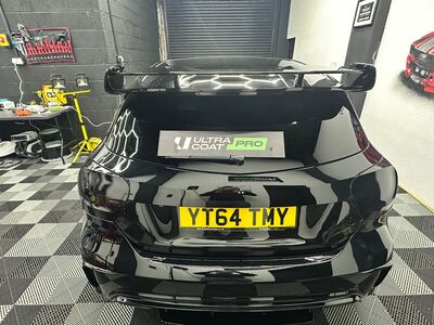 Rear view of a black Mercedes A-Class with Ultra Coat Pro protection applied